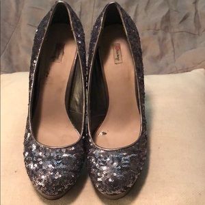 Women’s silver sequin heels